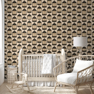 Art deco lantern pattern elegant black and cream V Wallpaper
