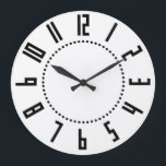 Art Deco large round wall clock<br><div class="desc">Round (large) wall clock in Art Deco style with black numerals on white background.</div>