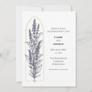 Art Deco Lavender Lily Wedding Invitation
