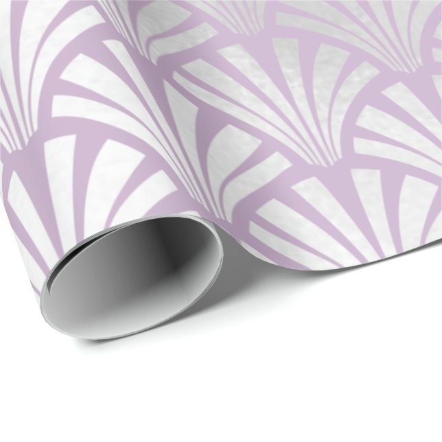 Art Deco Lavender  Silver Grey Scales Seashells Wrapping Paper (Roll Corner)