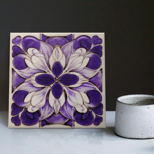 Art Deco Lavender Wall Decor Art Nouveau Ceramic Tile (Creator Uploaded)