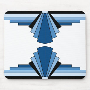 Art Deco Layers in Blue Mouse Pad