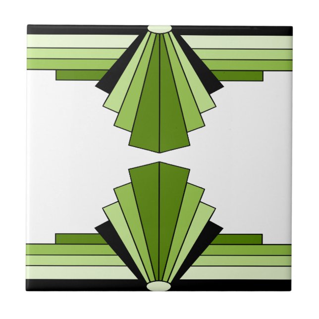 Art Deco Layers in Limes Ceramic Tile (Front)
