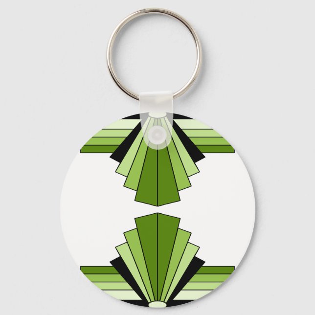 Art Deco Layers in Limes Key Ring (Front)