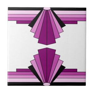 Art Deco Layers in Pinks Ceramic Tile