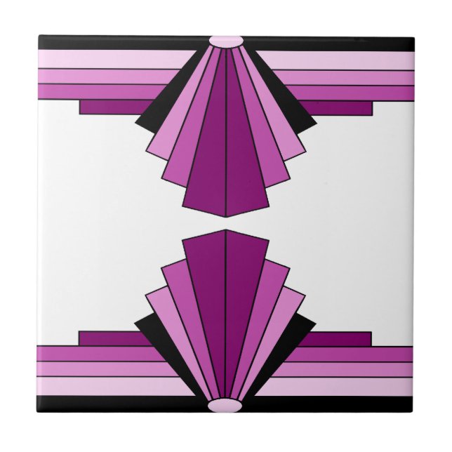 Art Deco Layers in Pinks Ceramic Tile (Front)