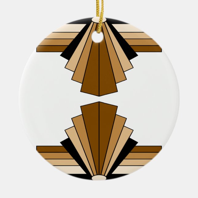 Art Deco Layers in Tan Ceramic Tree Decoration (Front)