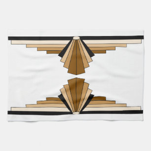 Art Deco Layers in Tan Tea Towel