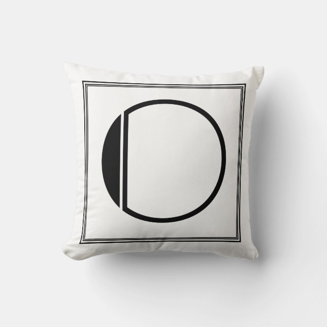 Art Deco Letter O Monogrammed Pillow (Front)