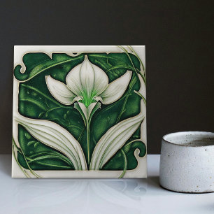 Art Deco Lilly Wall Decor Art Nouveau Ceramic Tile