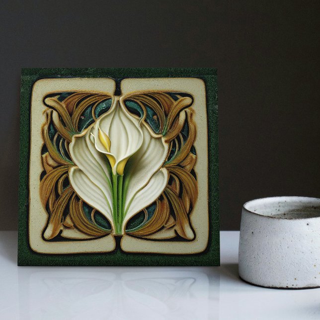 Art Deco Lilly Wall Decor Art Nouveau Ceramic Tile (Creator Uploaded)