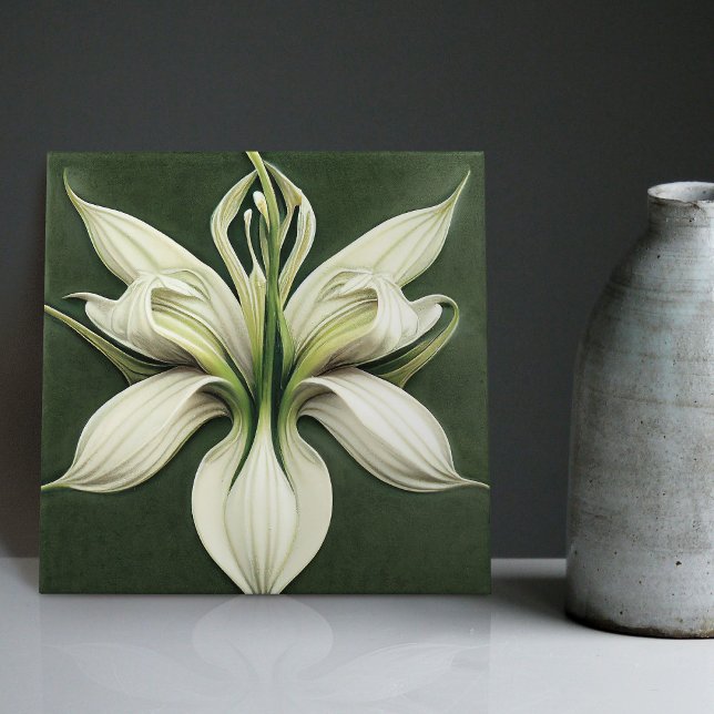 Art Deco Lilly Wall Decor Art Nouveau Ceramic Tile (Creator Uploaded)