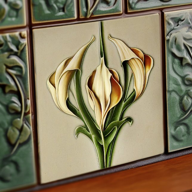 Art Deco lilly Wall Decor Art Nouveau Ceramic Tile (Creator Uploaded)