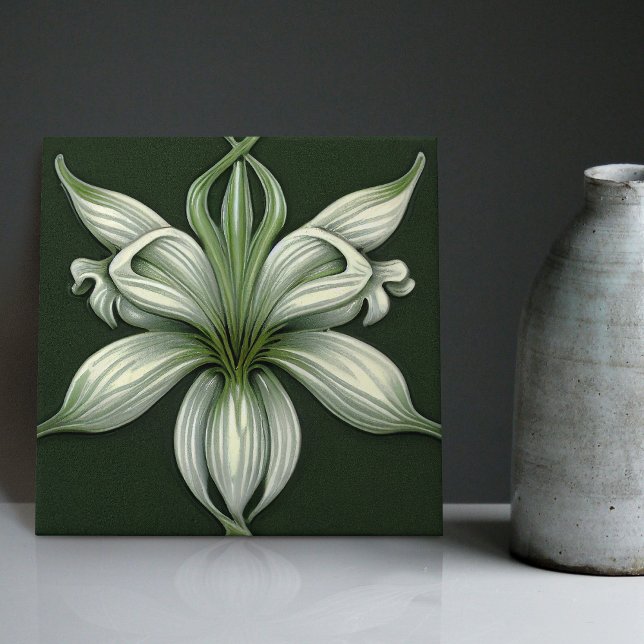 Art Deco Lilly Wall Decor Art Nouveau Ceramic Tile (Creator Uploaded)