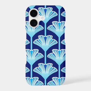 Art Deco Lily, Cobalt Blue, Aqua and White