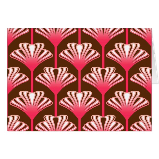 Art Deco Lily, Dark Brown and Coral Pink (Front Horizontal)