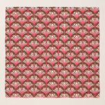 Art Deco Lily, Dark Brown and Coral Pink Scarf<br><div class="desc">Square scarf in a reproduction of a stylised,  Art Deco lily,  wallpaper pattern - a soft gradient of deep to light coral pink,  accented with white,  on a dark chocolate brown background</div>
