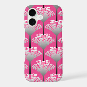 Art Deco Lily, Fuchsia Pink and Silver Grey