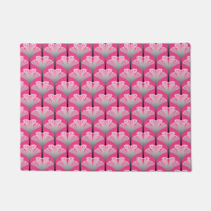 Art Deco Lily, Fuchsia Pink and Silver Grey Doormat