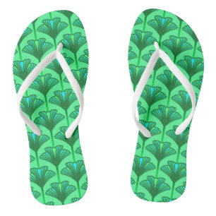 Art Deco Lily, Jade Green and Turquoise Thongs