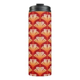 Art Deco Lily, Mandarin Orange and Gold Thermal Tumbler
