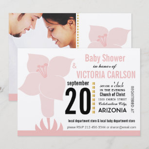 Art Deco Lily Modern Typography Baby Shower Invitation
