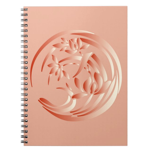 Art Deco Lily pattern - coral orange Notebook (Front)