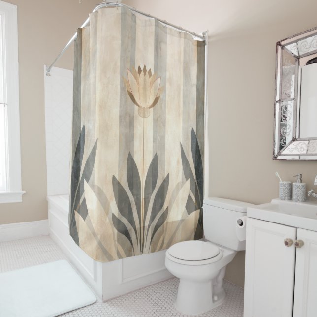 Art Deco Lily Shower Curtain (In Situ)