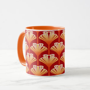 Art Deco Lily, Tangerine Orange and Gold Mug