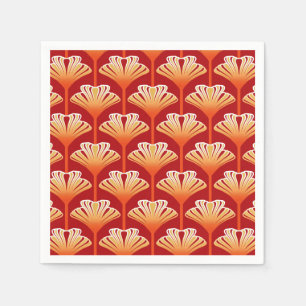 Art Deco Lily, Tangerine Orange and Gold Napkin
