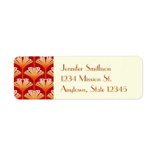 Art Deco Lily, Tangerine Orange and Gold Return Address Label