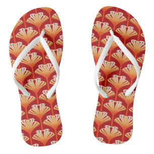 Art Deco Lily, Tangerine Orange and Gold Thongs