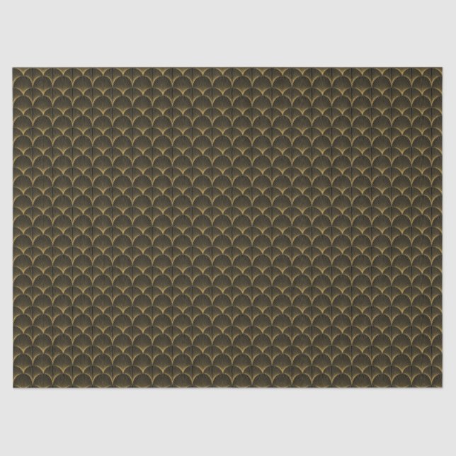 Art Deco Line Fan Pattern  | Black & Gold  Tissue Paper (Front)