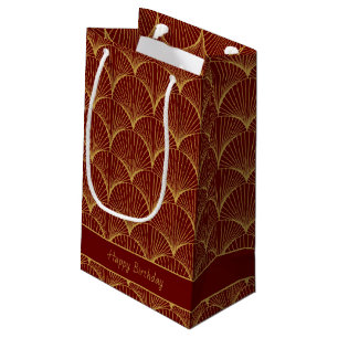 Art Deco Line Fan Pattern Editable Text Small Gift Bag