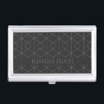 Art Deco Linear Geometry Black White Personalised  Business Card Holder<br><div class="desc">Art Deco Linear Geometry Black White Personalised Business Card Case</div>