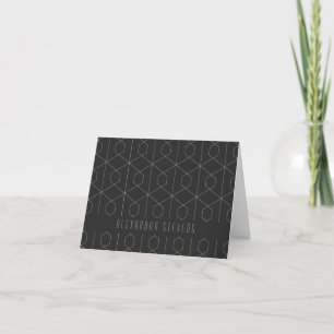 Art Deco Linear Geometry Black White Personalised  Thank You Card