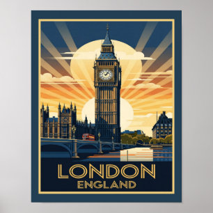 Art Deco London England Big Ben Poster
