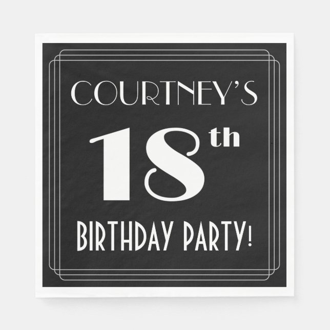 Art Deco Look 18th Birthday Party With Custom Name Napkin (Front)