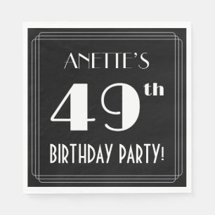 Art Deco Look 49th Birthday Party With Custom Name Napkin