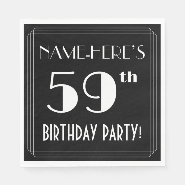 Art Deco Look 59th Birthday Party With Custom Name Napkin (Front)
