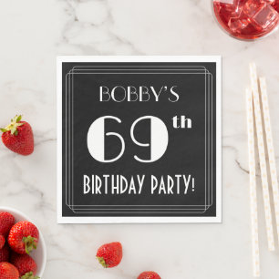Art Deco Look 69th Birthday Party With Custom Name Napkin