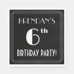 Art Deco Look 6th Birthday Party With Custom Name Napkin