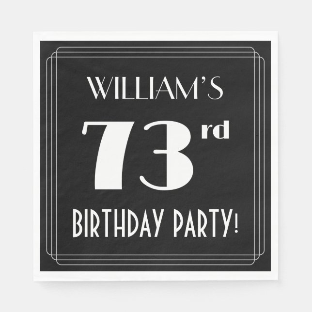 Art Deco Look 73rd Birthday Party With Custom Name Napkin (Front)