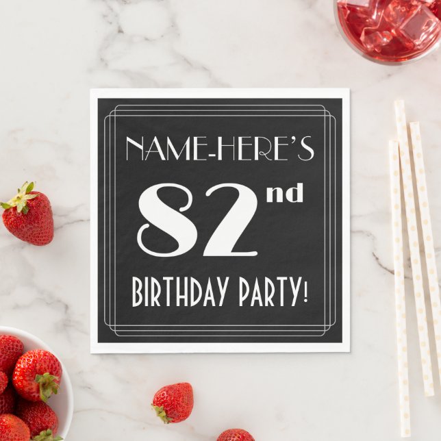 Art Deco Look 82nd Birthday Party With Custom Name Napkin (Insitu)