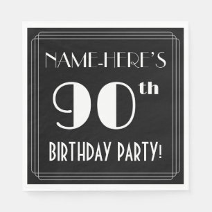 Art Deco Look 90th Birthday Party With Custom Name Napkin