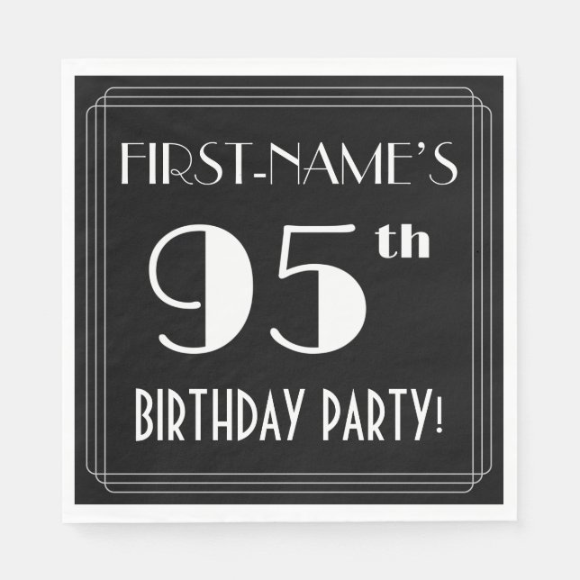 Art Deco Look 95th Birthday Party With Custom Name Napkin (Front)