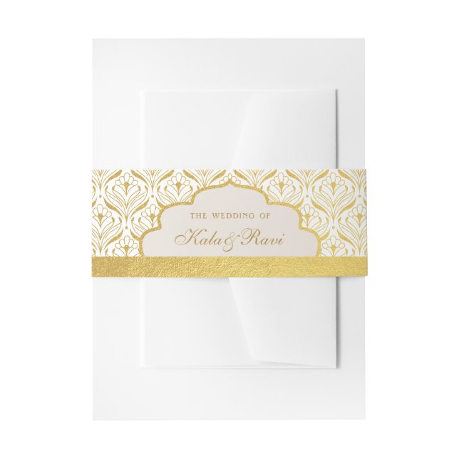 Art Deco Lotus Gold Floral Invitation Belly Band (Front Example)