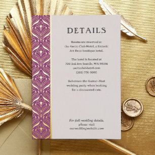 Art Deco Lotus Gold Wedding Details Enclosure Card