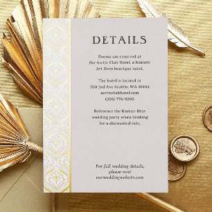 Art Deco Lotus Gold Wedding Details Enclosure Card