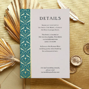 Art Deco Lotus Gold Wedding Details Enclosure Card